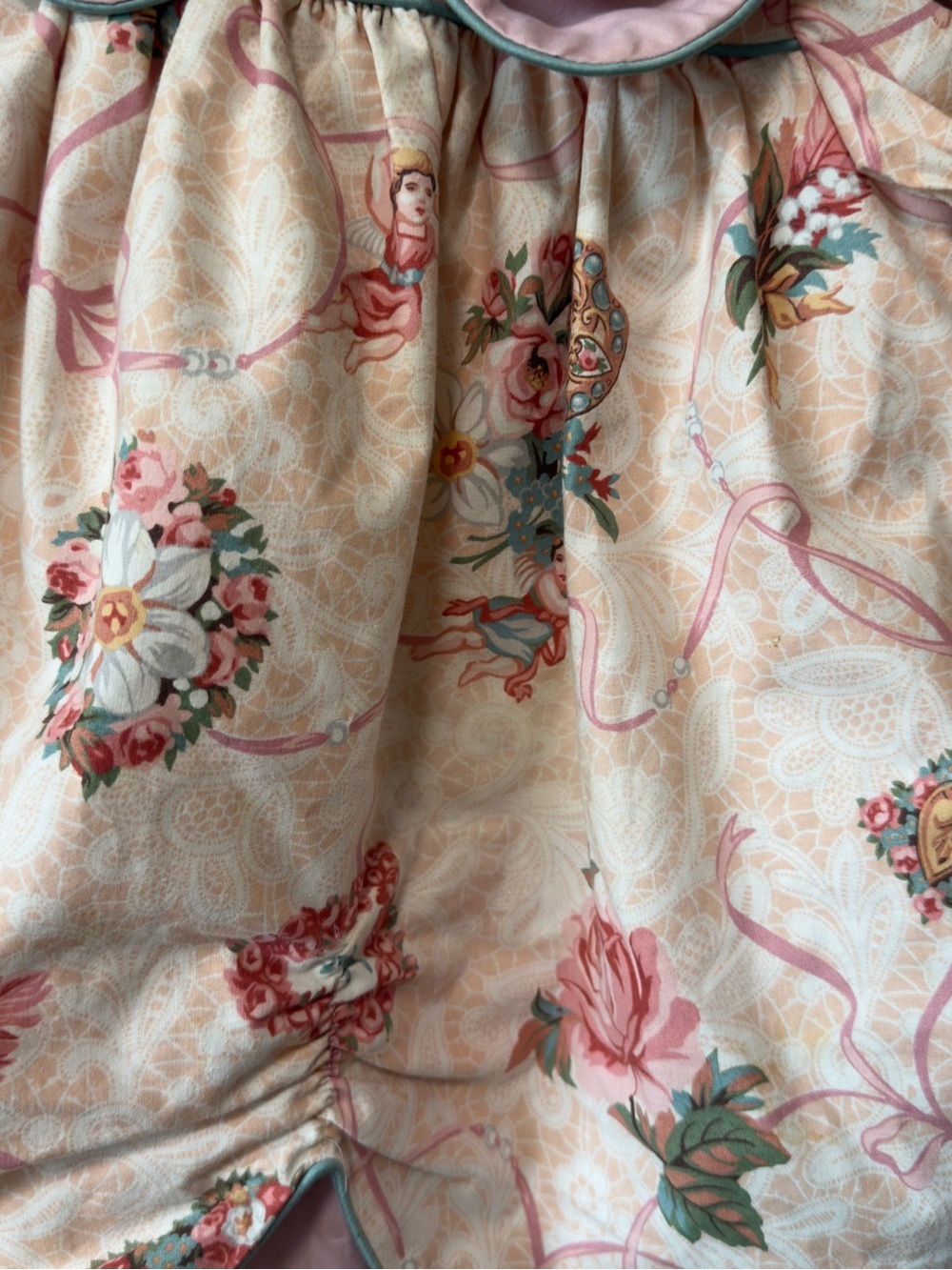 Vintage Sarah Kent 2T Pink Cherub Floral Peter Pan Collar Bubble Dress USA - Picture 2 of 13
